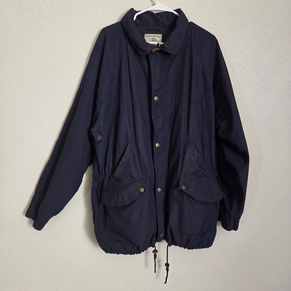 Vintage Banana Republic Jacket Coat Mens M Navy Blue 80s 90s FLAW READ Anorak